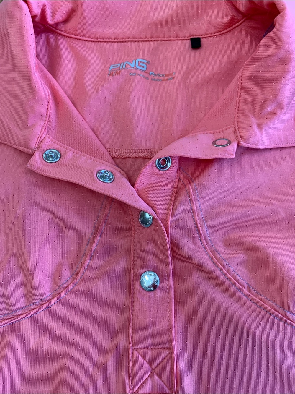 Ping Women’s Golf Coral Pink Short Sleeve Polo Top - Picture 4 of 6